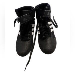 Adidas Boxing Shoes Youth Size 3.5 Black Wrestling High Top Training Used